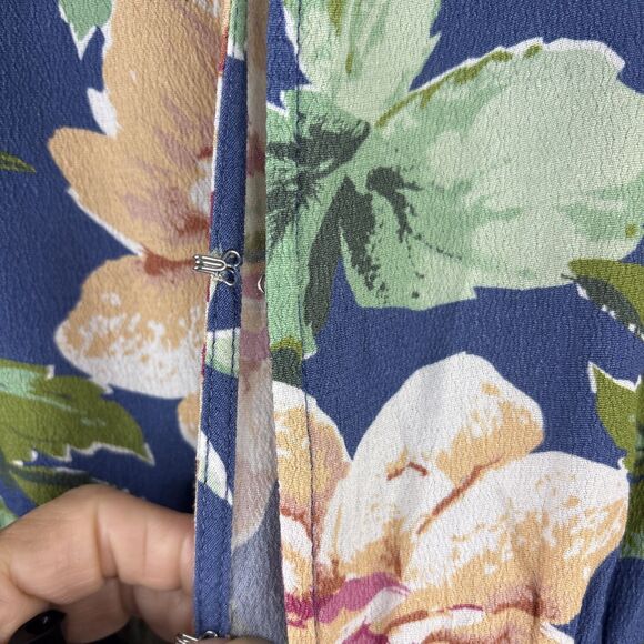 Rolla’s Blue Floral Viscose Rayon Orient Look Blouse Small - Picture 4 of 11